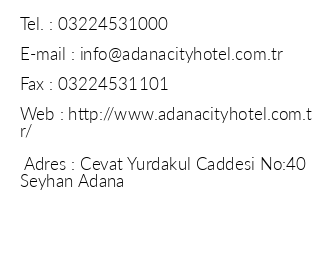 Adana City Hotel iletiim bilgileri